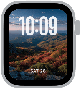 scarlet mile Apple Watch face preview 3 featuring autumn.