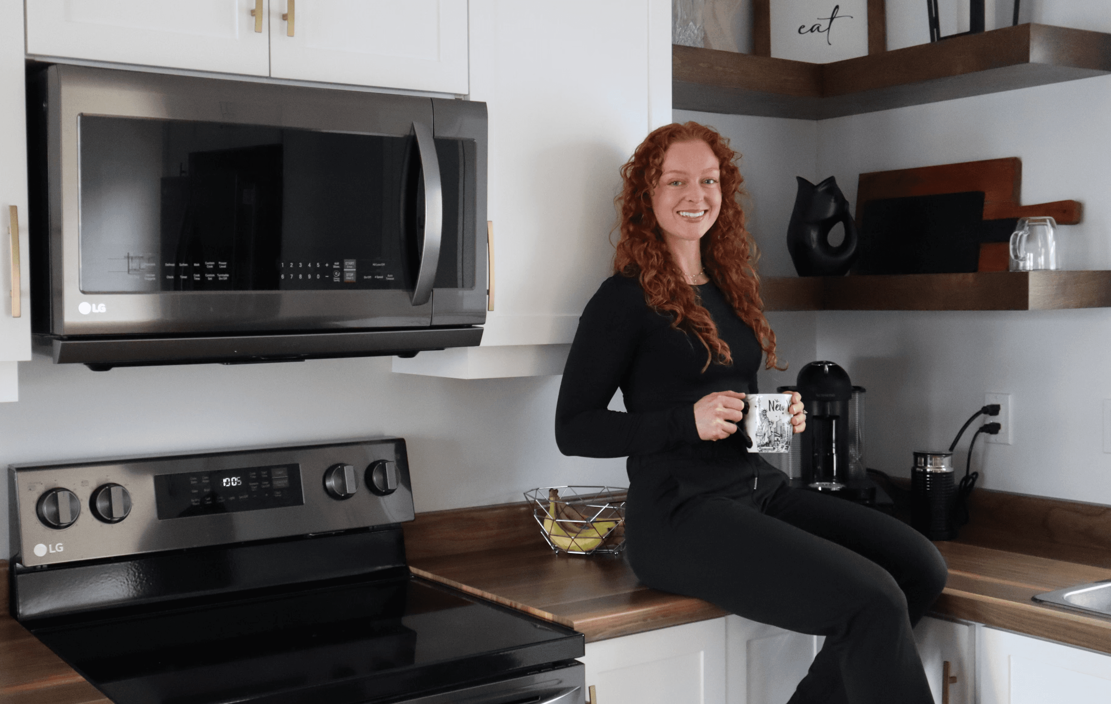 Clean, modern kitchen, green vibe