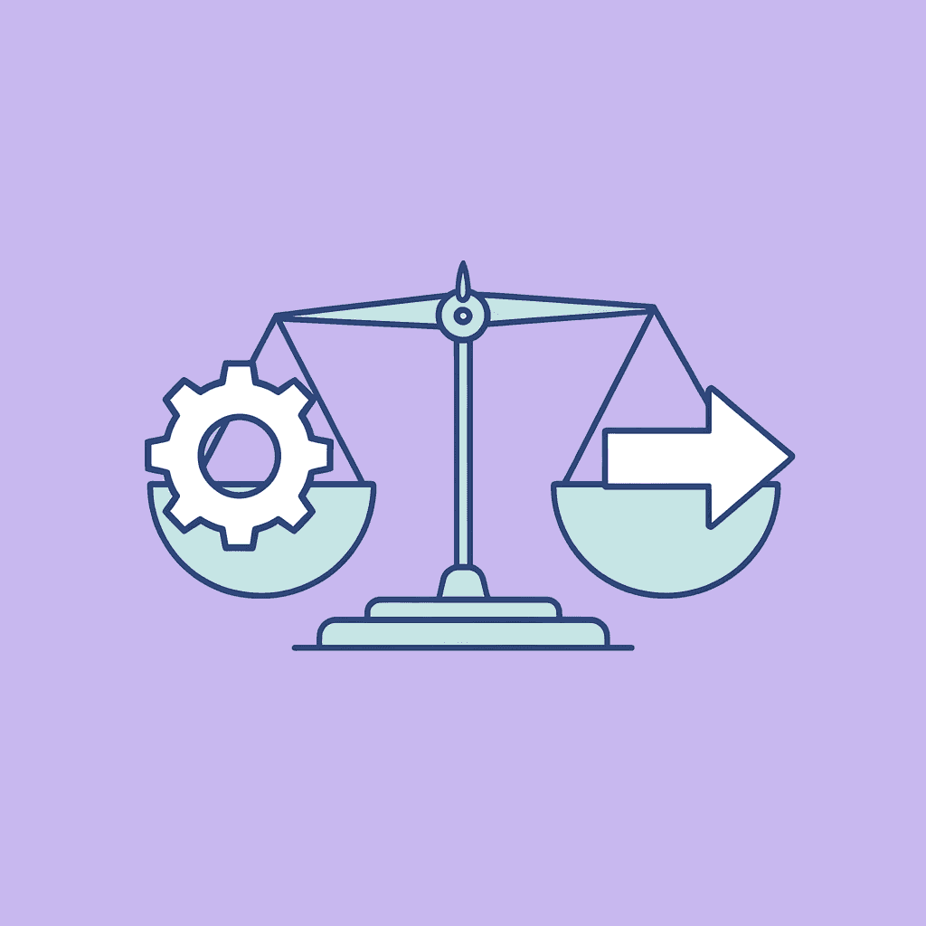 Balance scale showing real-time responsiveness on one side and reliability/scalability on the other