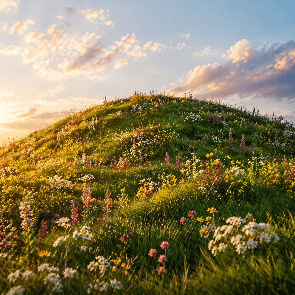 Grass Hill With Flowers