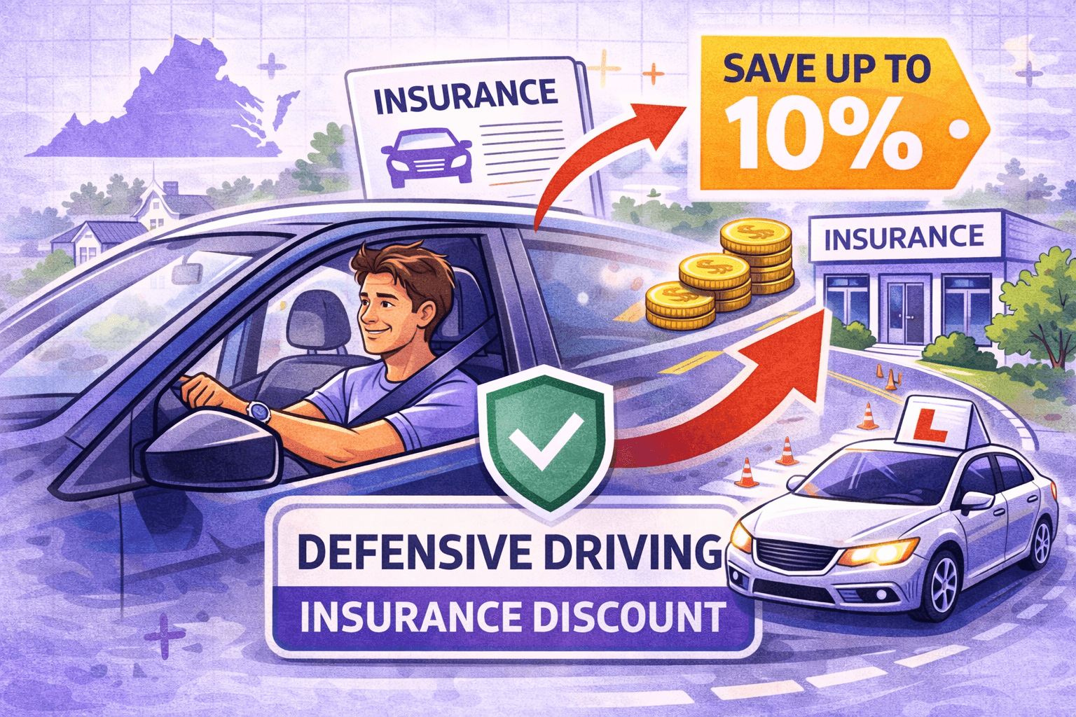 Defensive driving insurance discount Virginia save up to 10% illustration