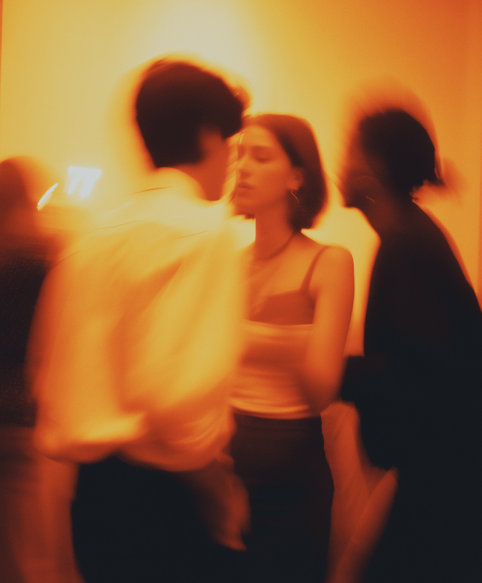 Drone shot of a running track at night