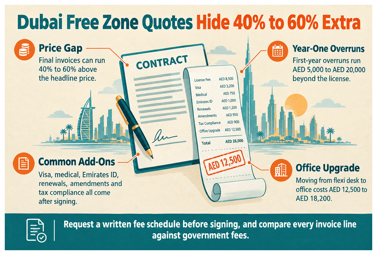 Infographic: What Hidden Fees Come After You Sign Your Dubai Free Zone Contract
