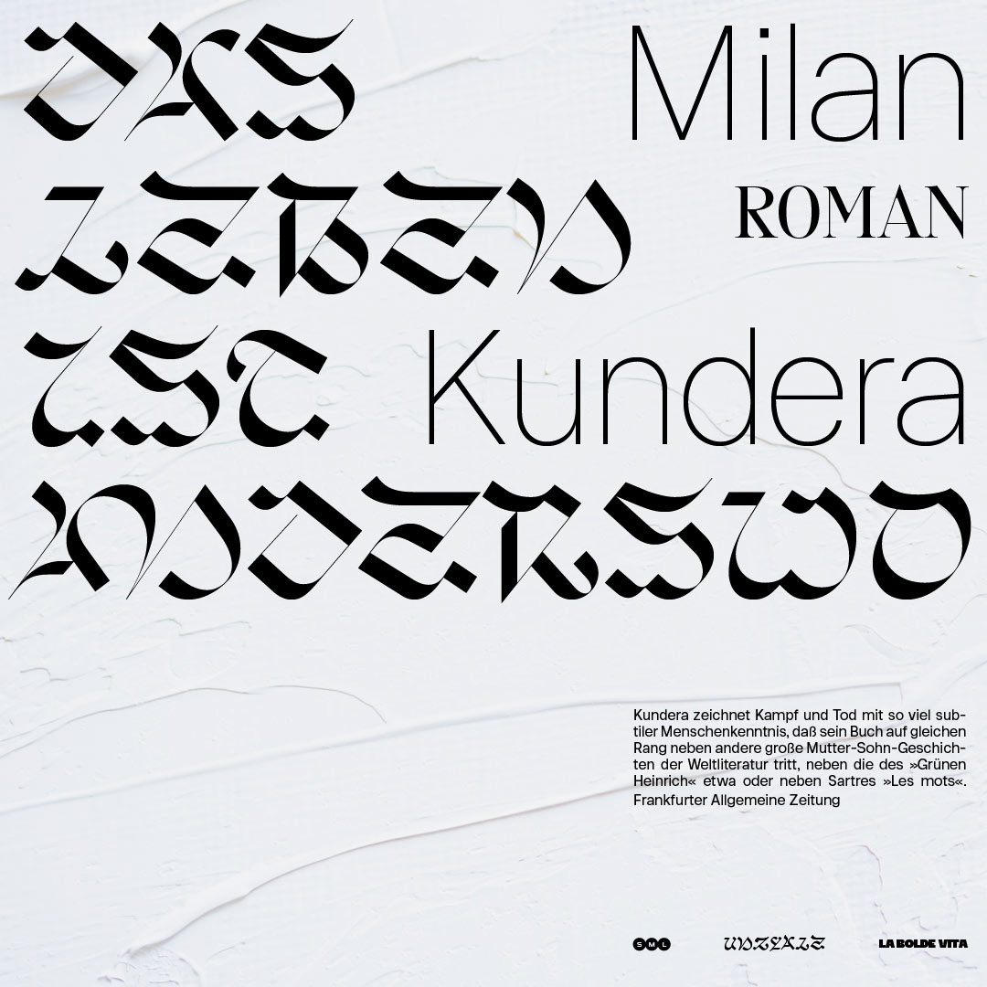 a dynamic composition of mixed typography featuring Unzyale and Residenz Grotesk