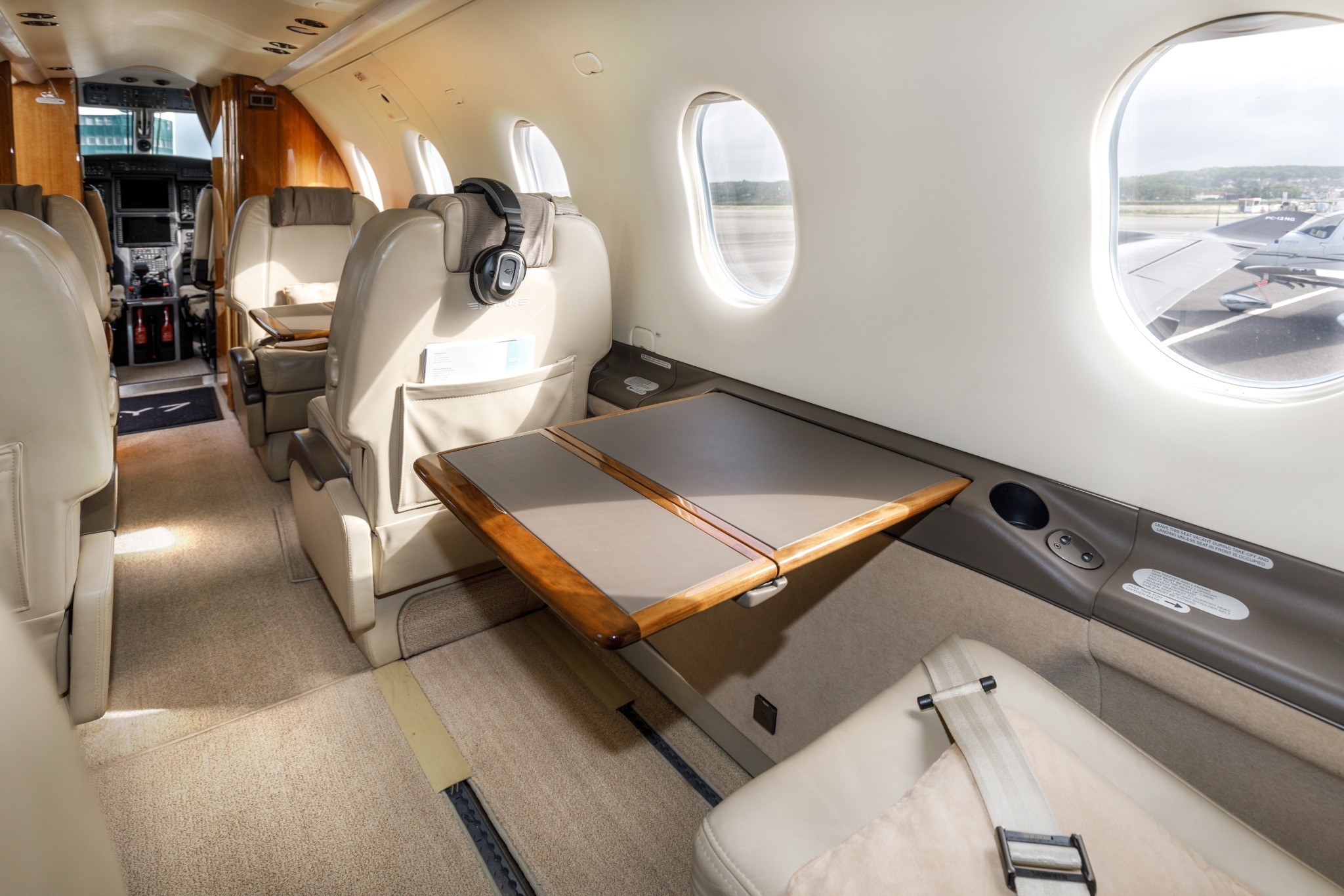 Pilatus PC-12 interior view at airport