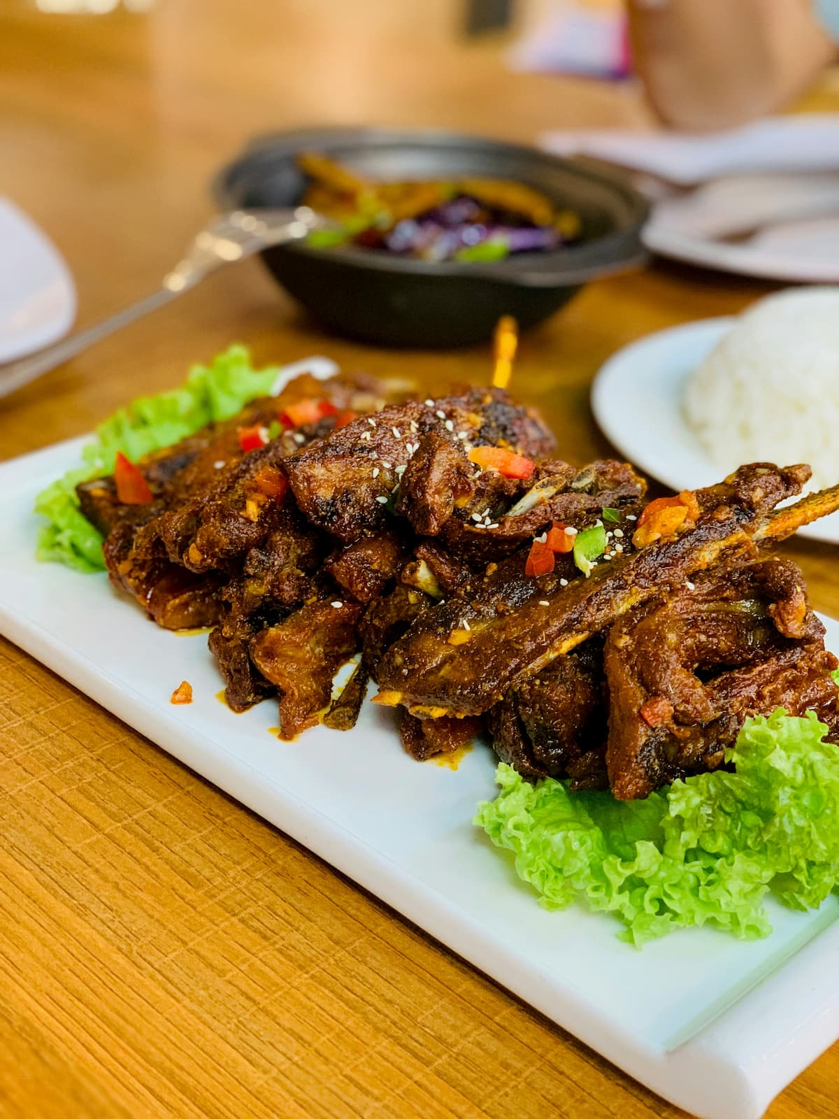 Roasted goat served on a plate