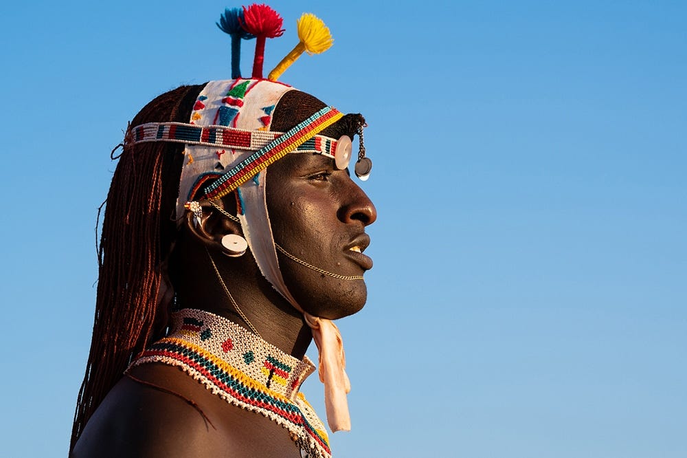Samburu warrior with traditional decoration