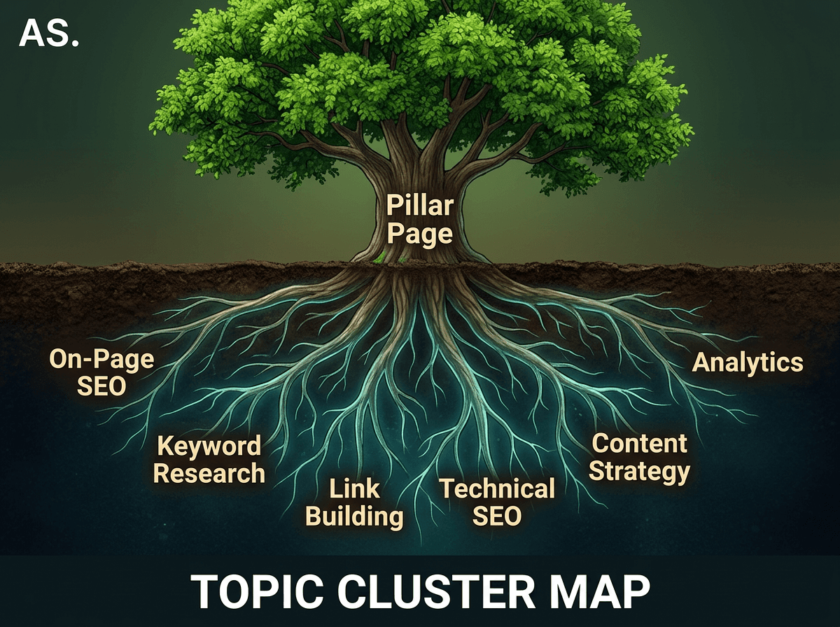 interconnected content cluster for AI SEO strategy