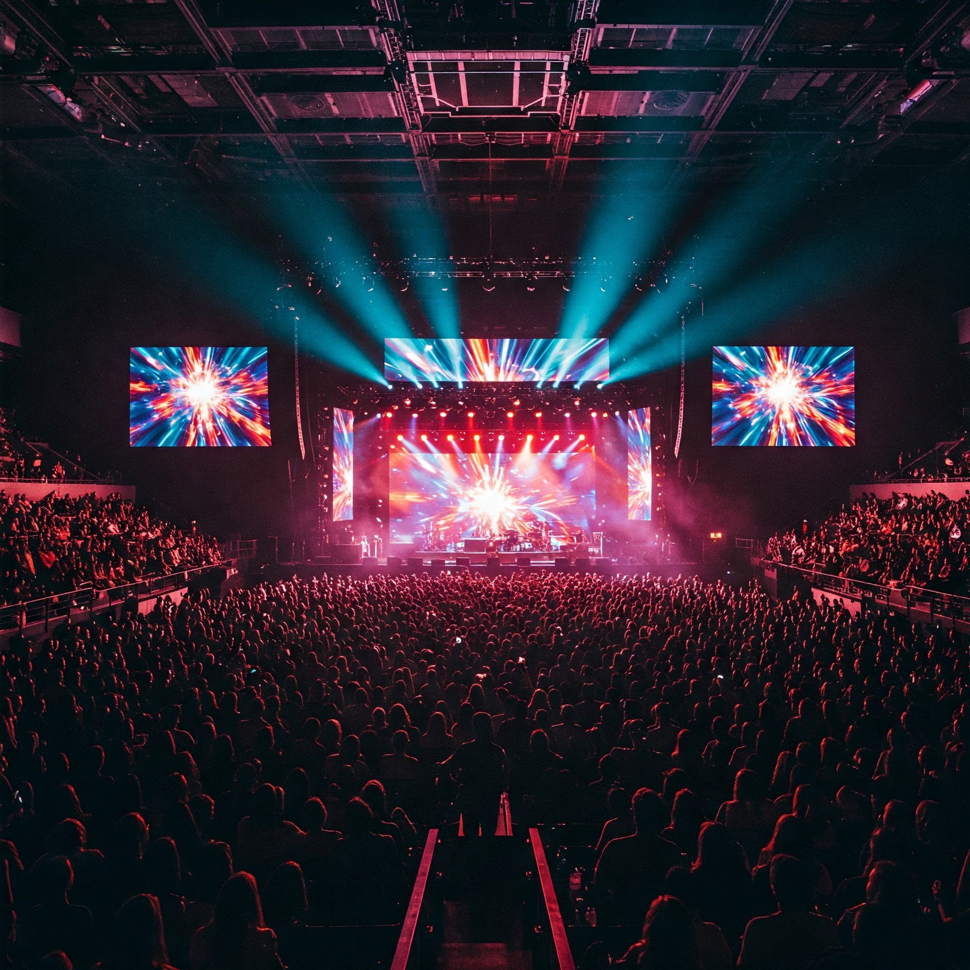 LED screen with light on concert scenario
