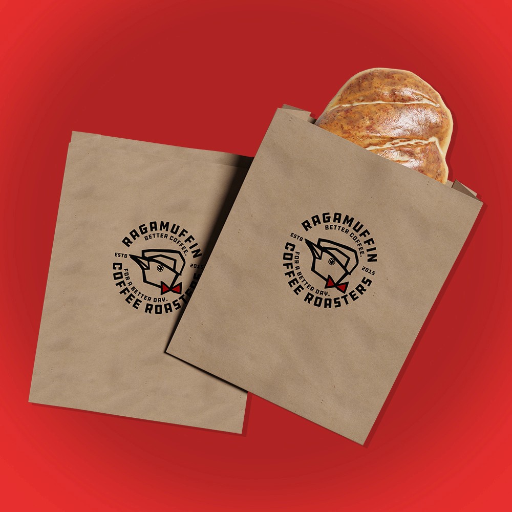 Ragamuffin branded bakery bags with croissant