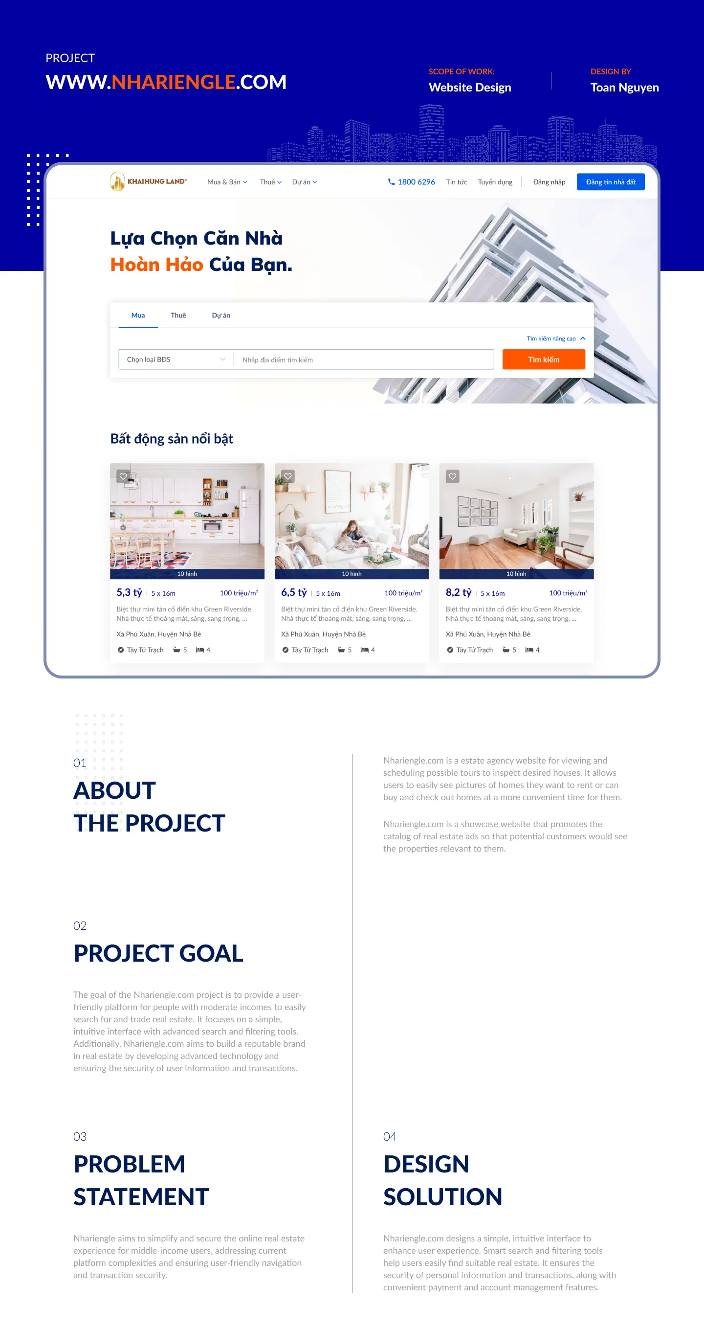 Project Overview - Design soluutions 1  - Webste design & develop nhariengle.com UXUI Product Designer Nguyen Tan Toan