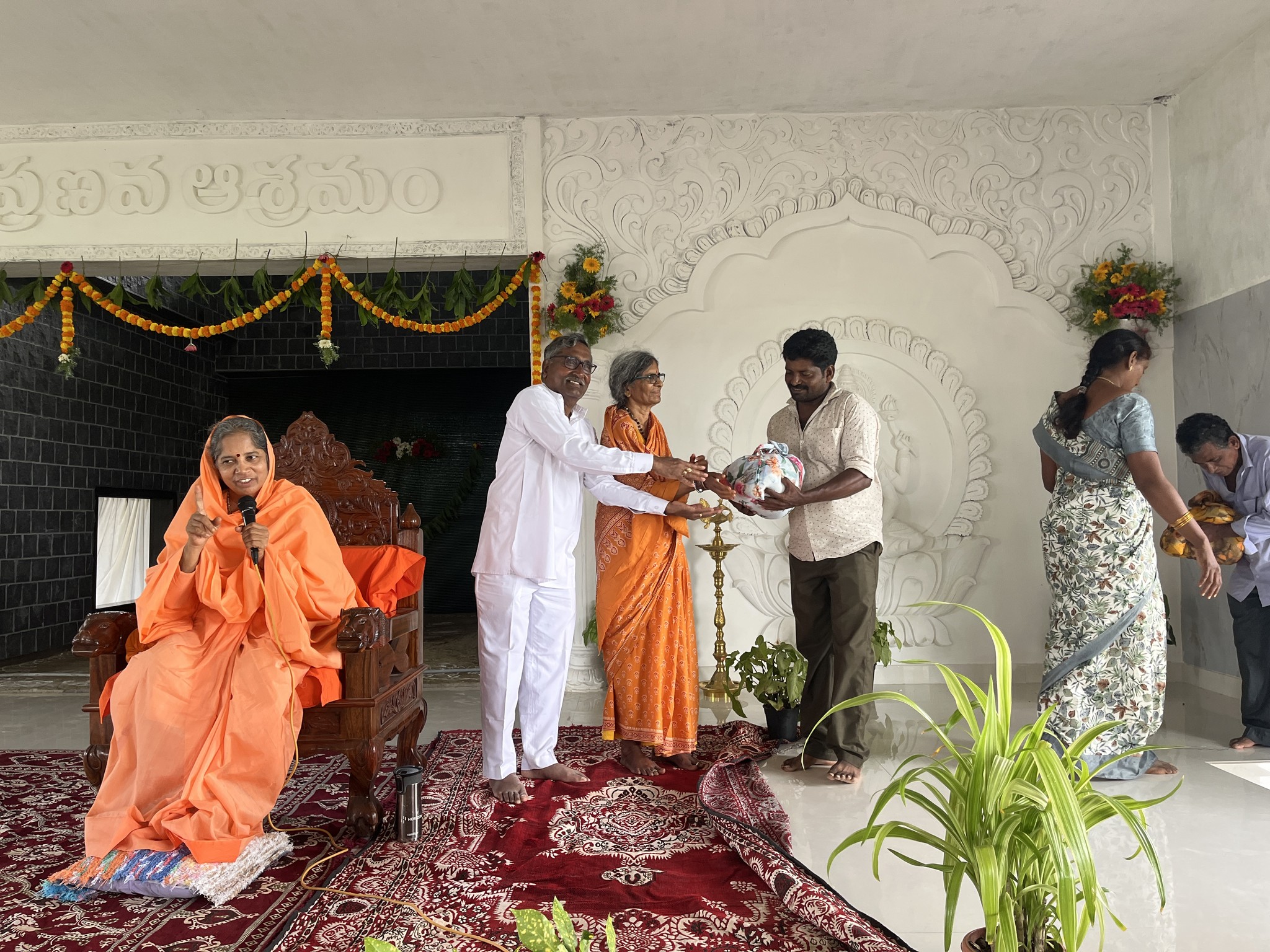 Community meditation gathering at sunrise