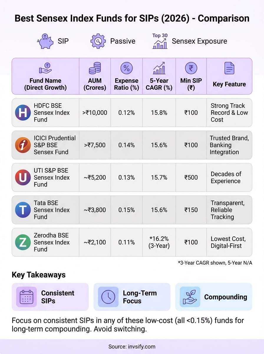 best sensex index funds infographic