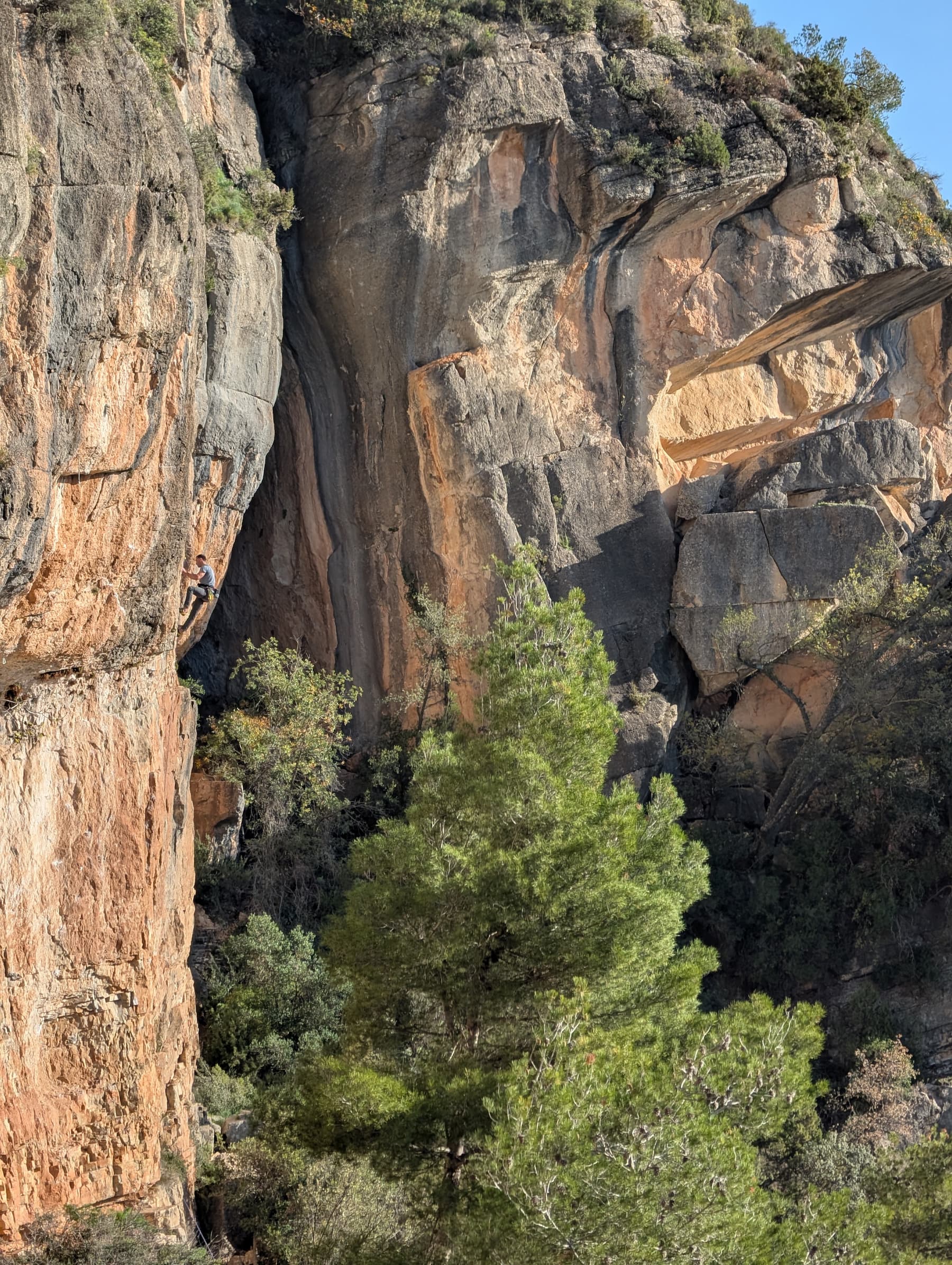 Climber on sport climb in Spain