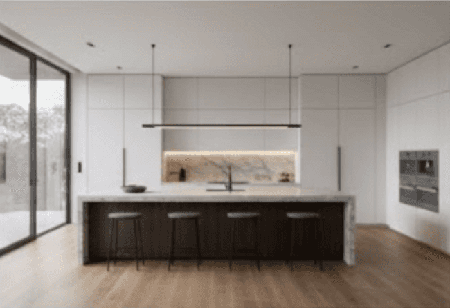 kitchen in a Modern house in the woodlands area