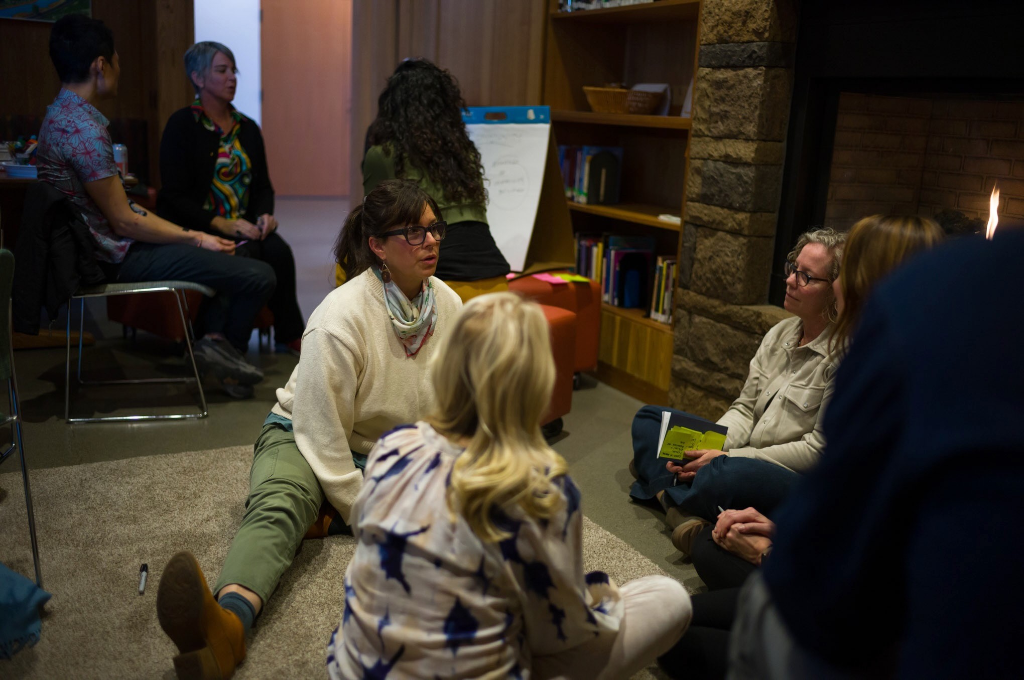 Several people talking during a breakout session at the Artificiality Summit