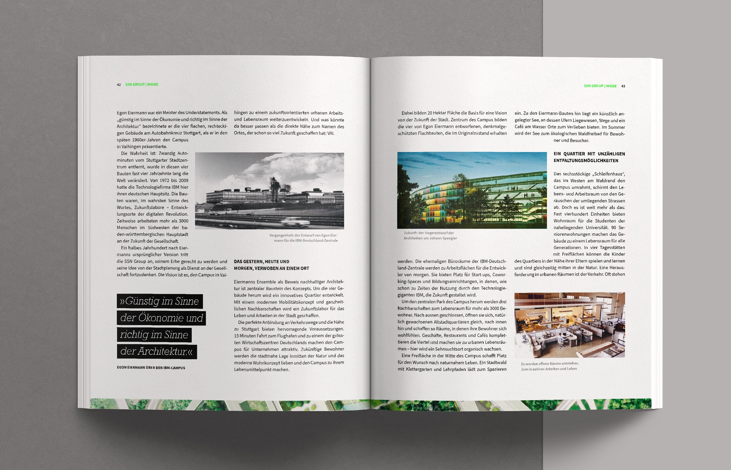 Editorial Design für das Magazin INSIDE – präzise Raster, klare Bildsprache und typografische Balance