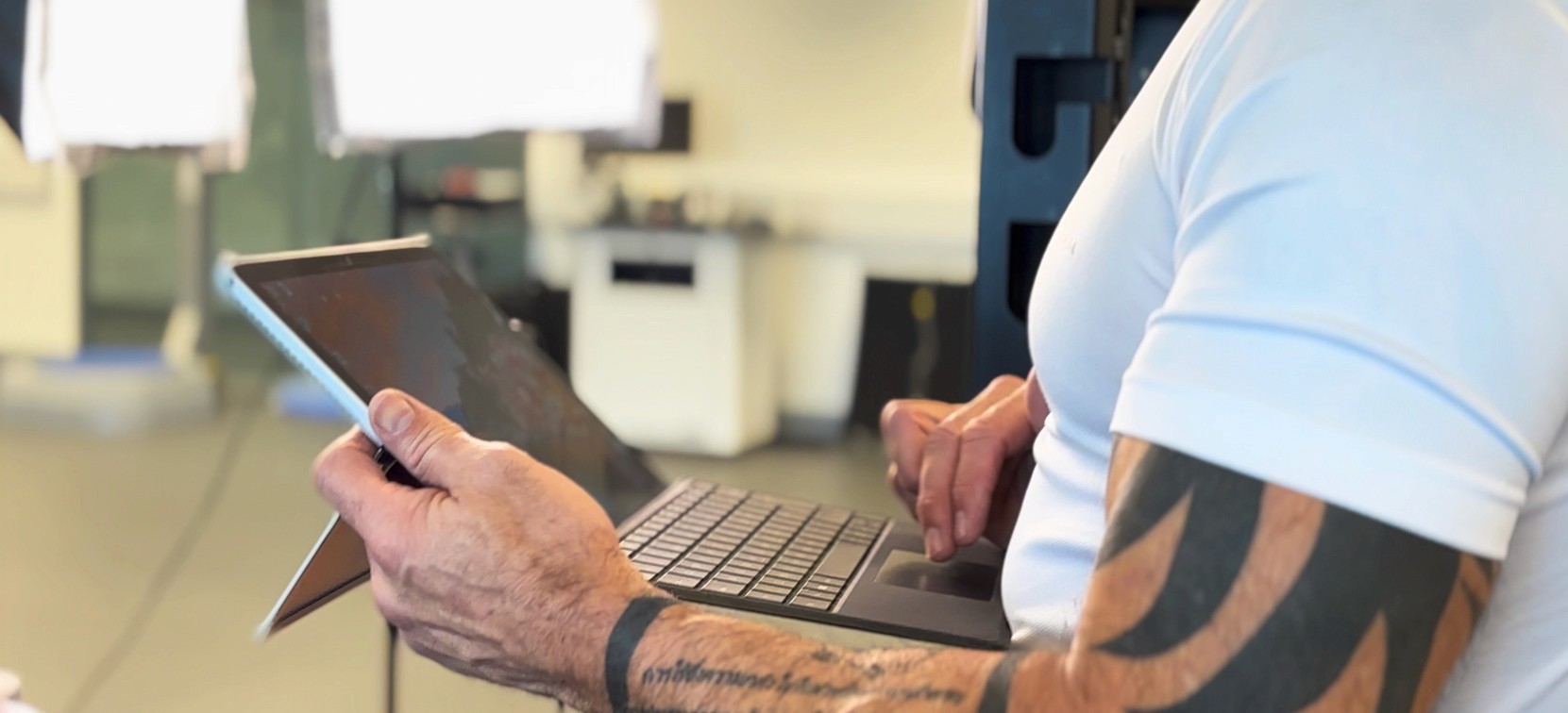 Professional Healthcare provider checking the Tablet for patient information