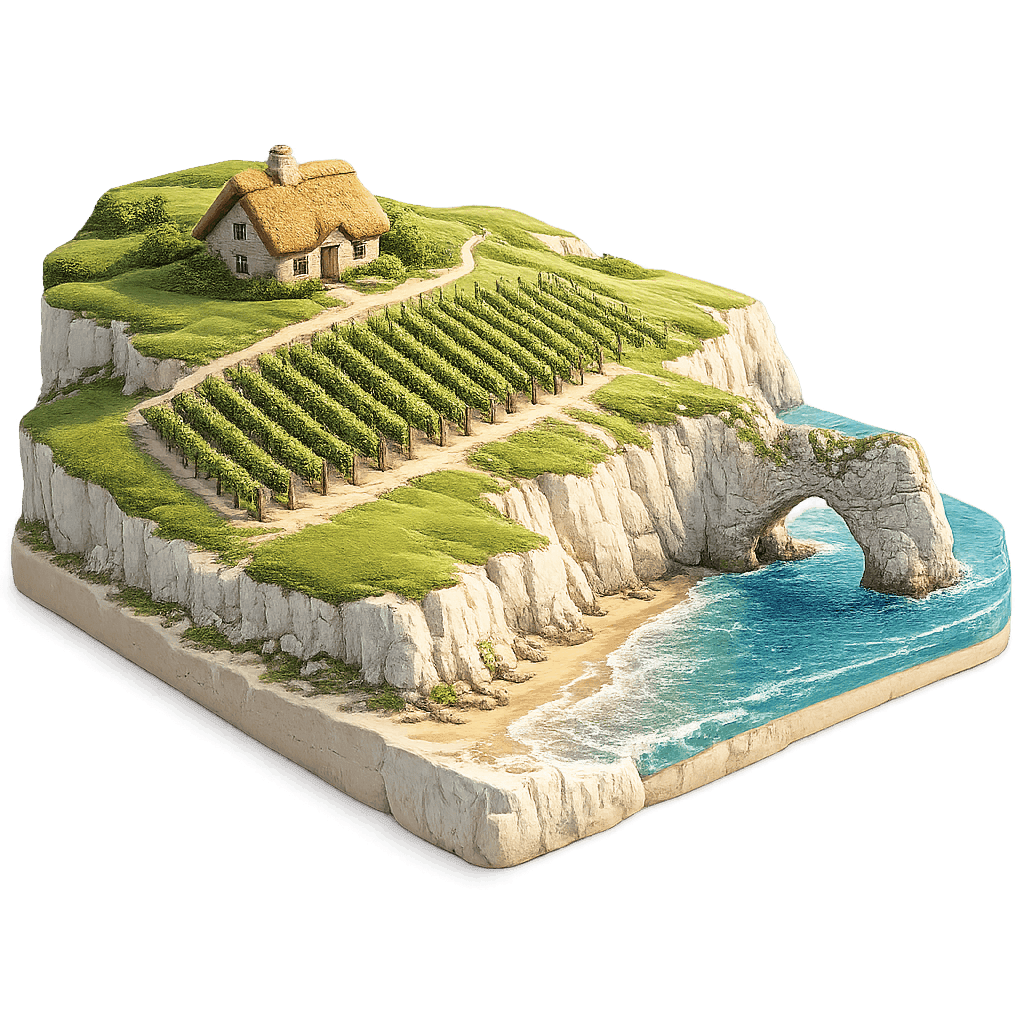 Artistic illustration of the Dorset wine region.