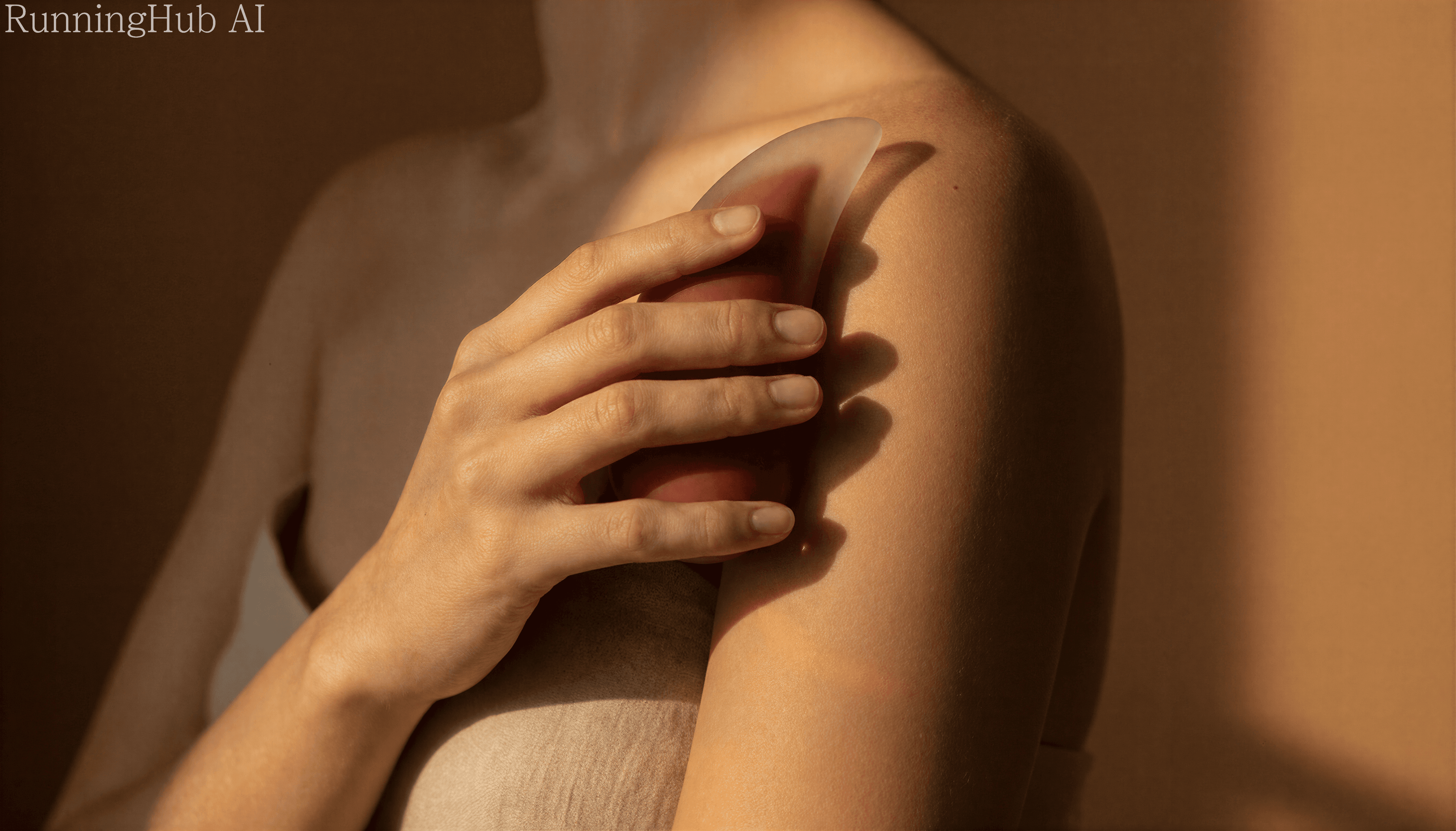 Woman showing her face in the sun