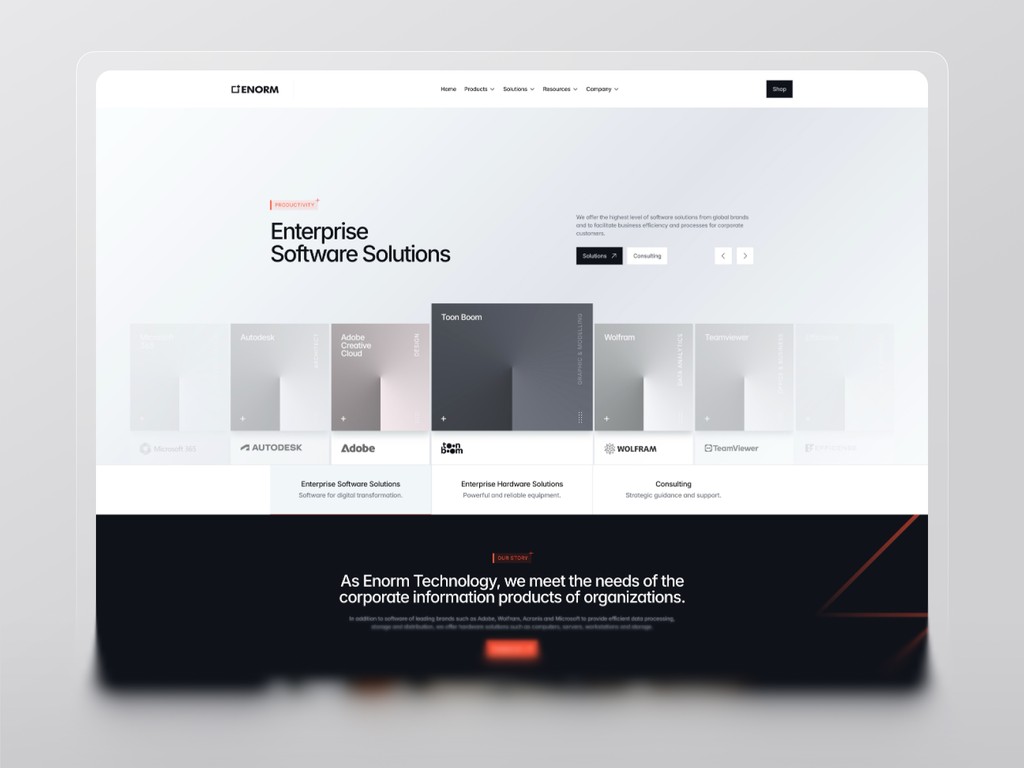 Enorm UI/UX Design and Framer Development Screenshot