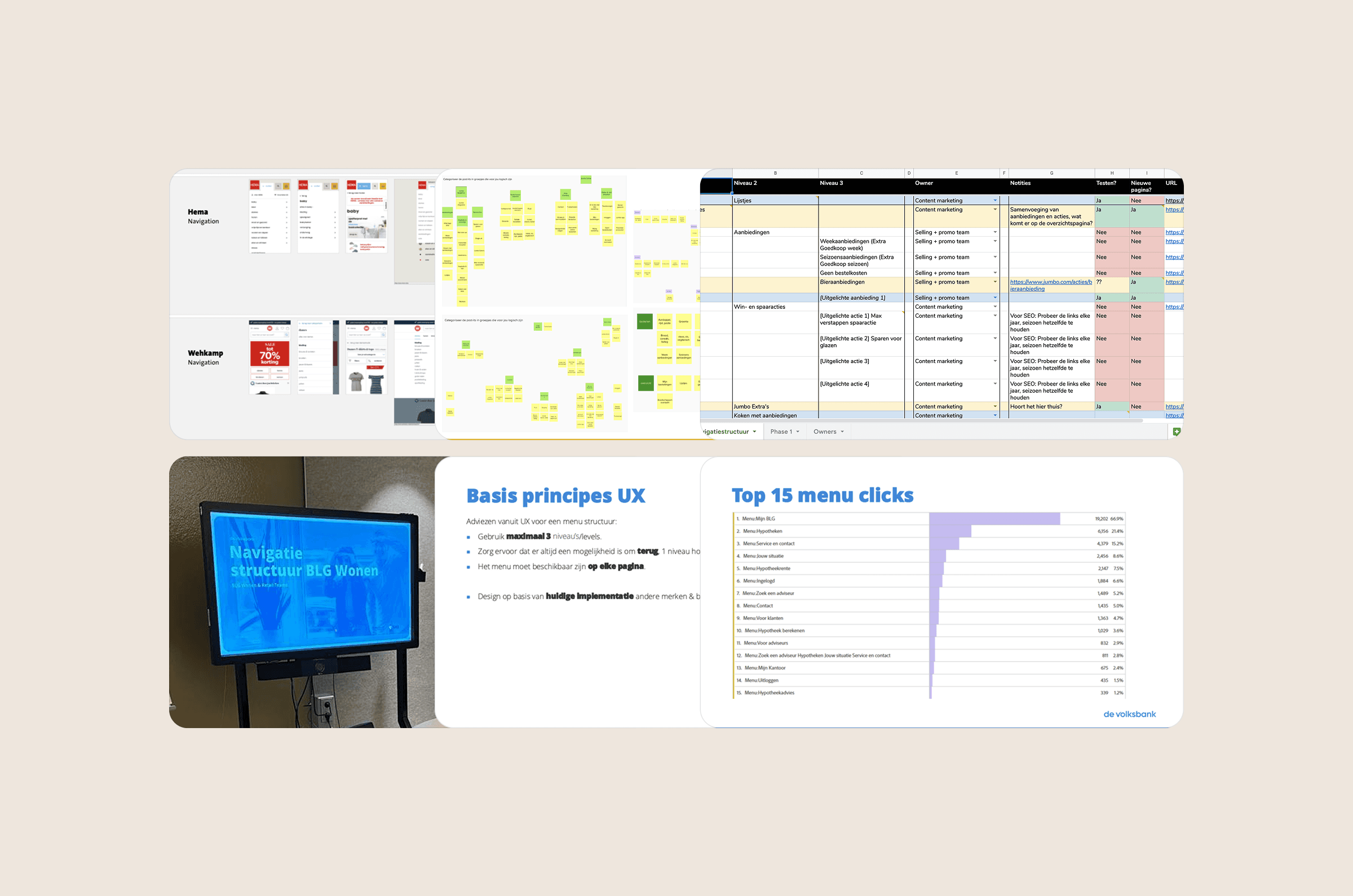 Screenshots of elements of the workshop and research
