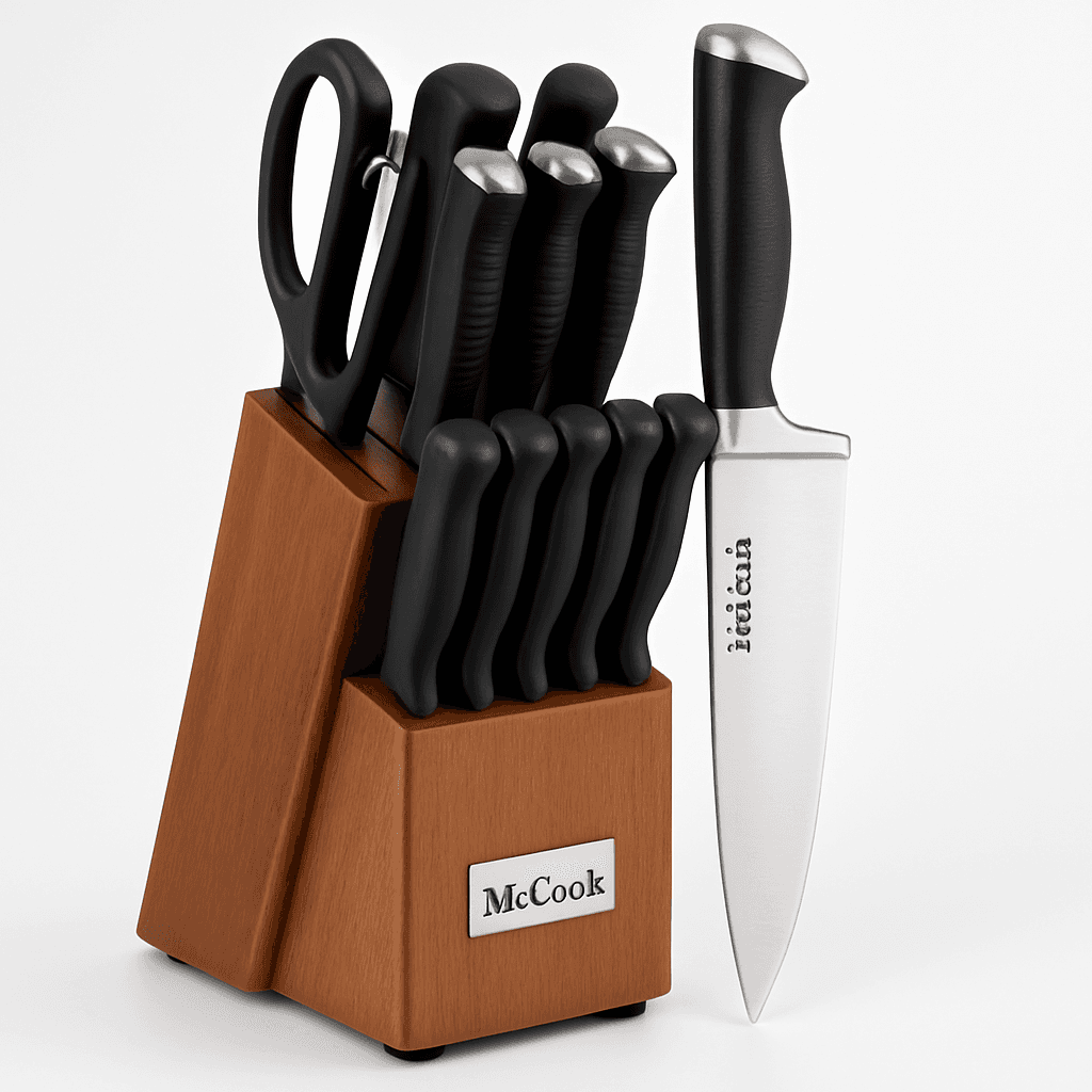 McCook MC29 15-piece kitchen knife set with block