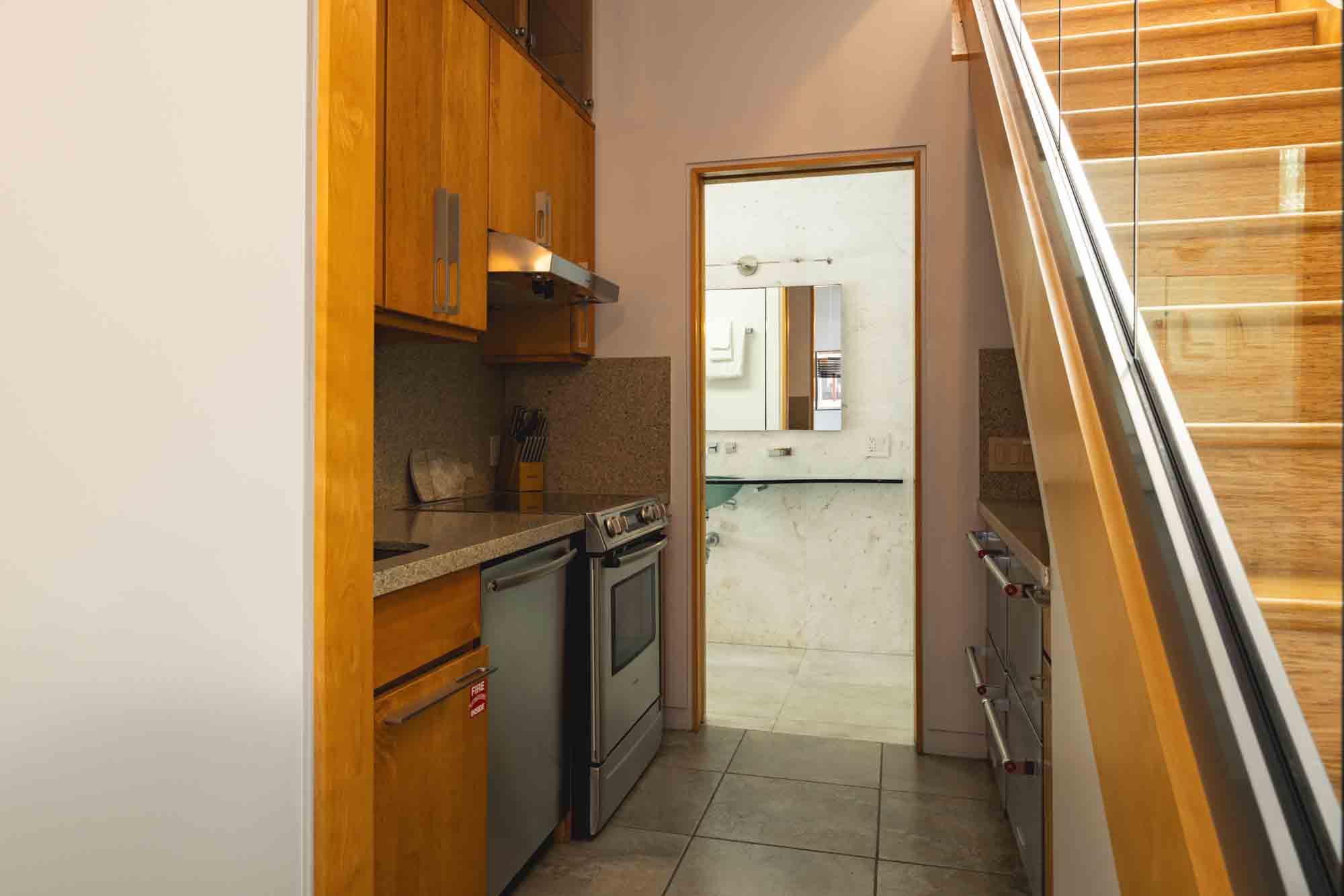 living area of Contra House showcasing modern Key West accommodations with sleek, mid-century design