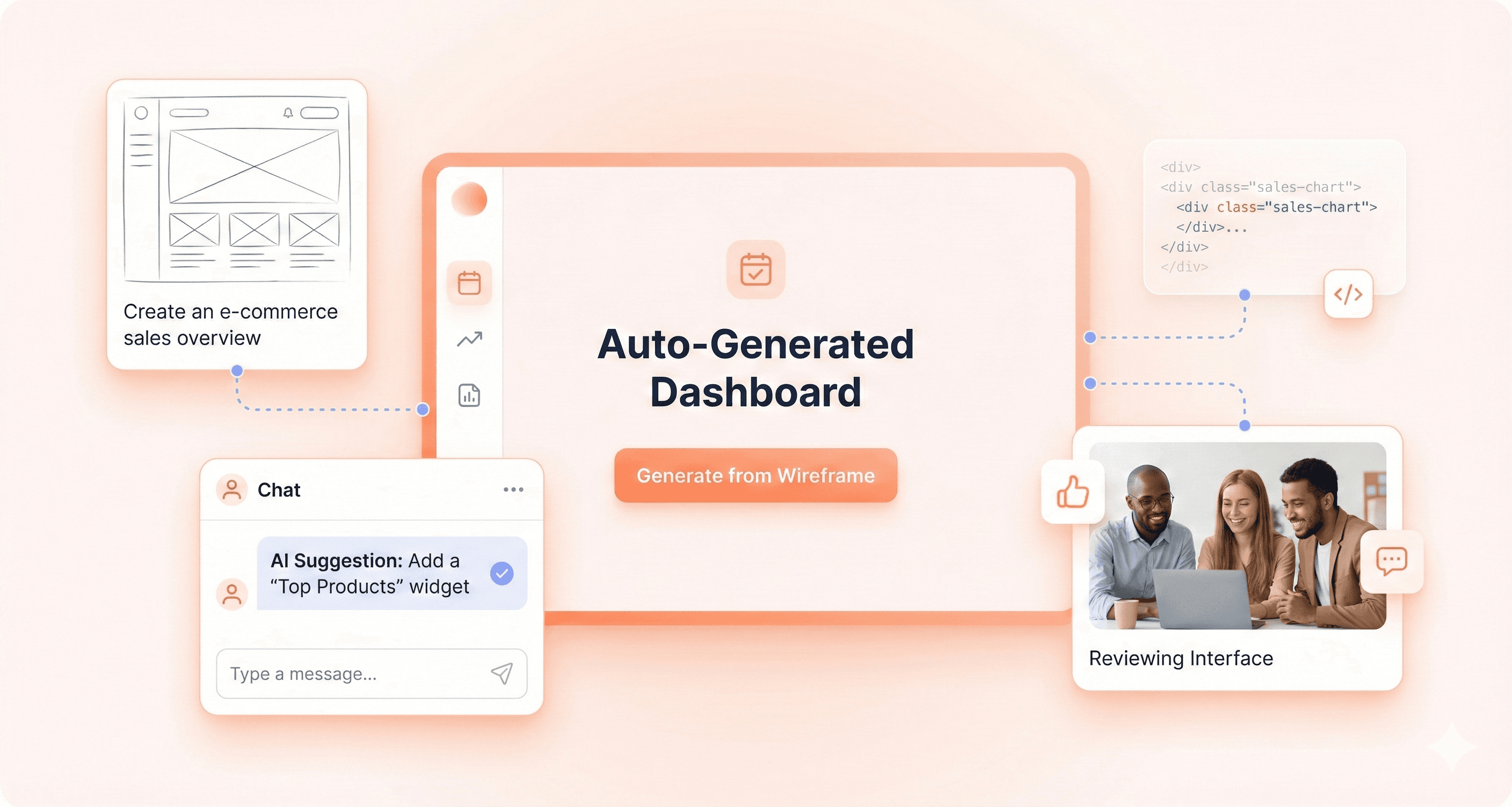 AI-driven UI generation transforming SaaS frontend development with automated design-to-code workflows and modern dashboards