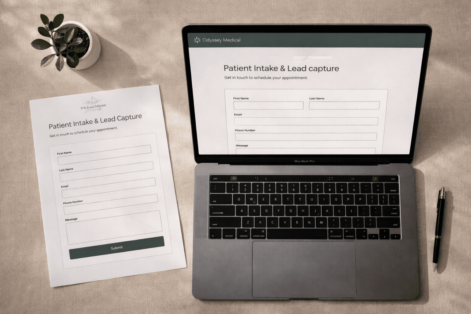 Patient lead capture and intake form design for a medical practice by Studio Odyssey Los Angeles