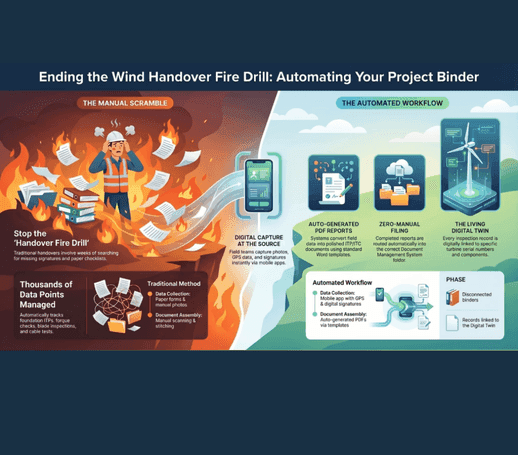 Stop Scrambling at Mechanical Completion. Your Wind Handover Binder Should Build Itself