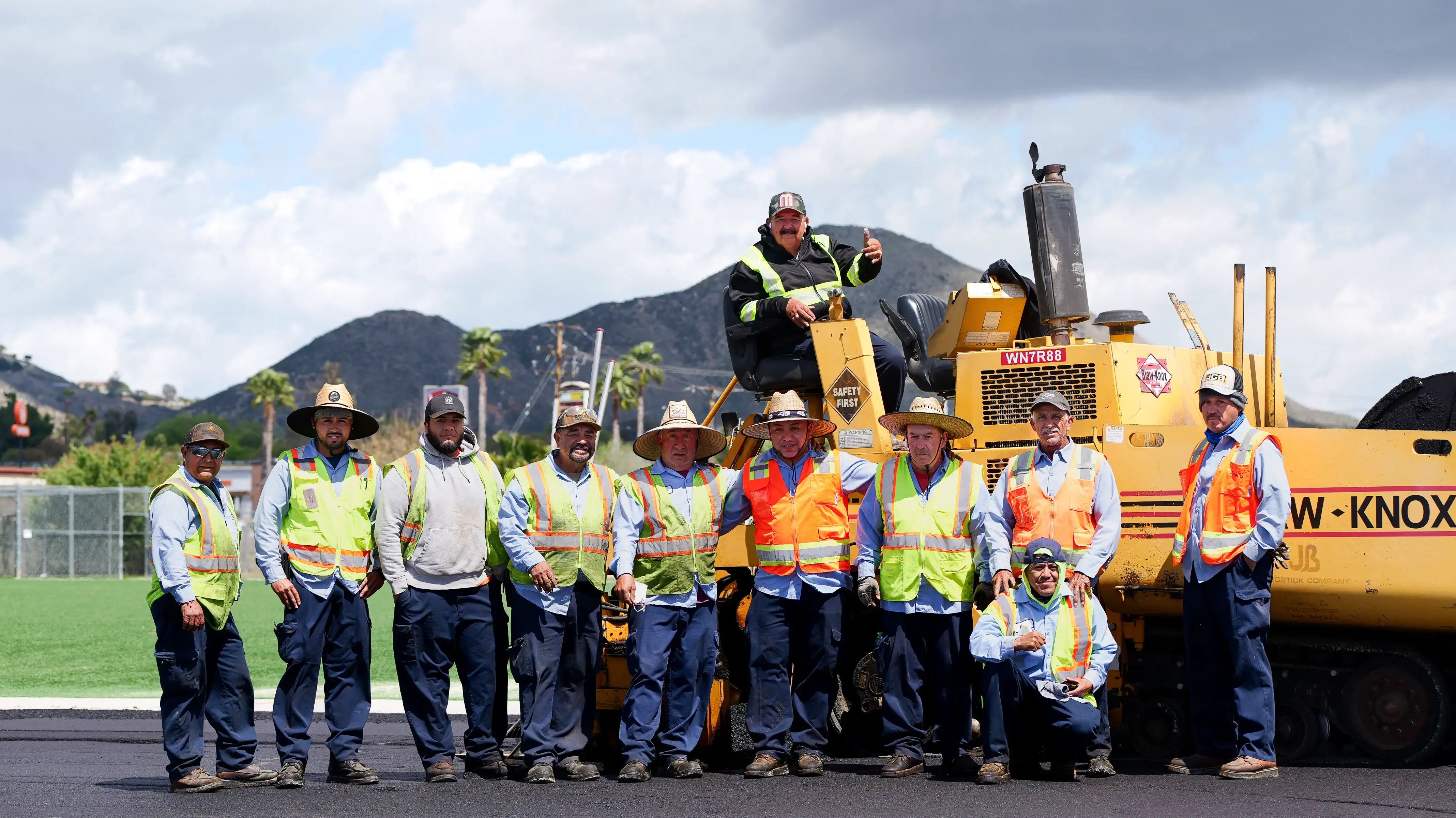 Asphalt paving crew group photo on a project