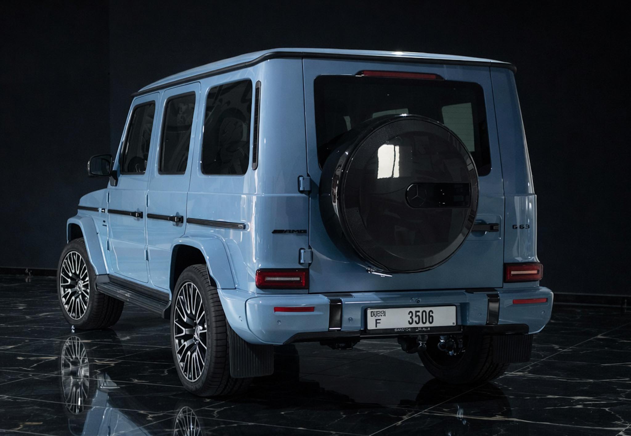 Mercedes-AMG G63 Night Package China Blue side look luxury SUV rental Dubai