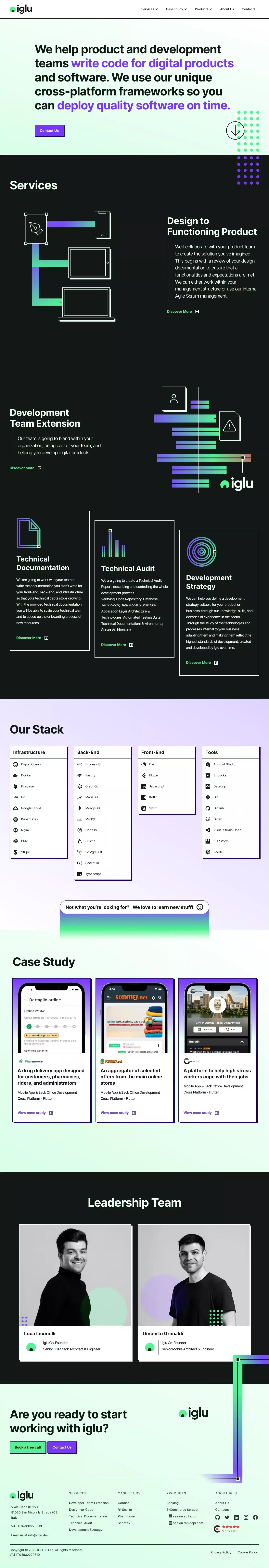 iglu portfolio page screenshot showcasing Tech design