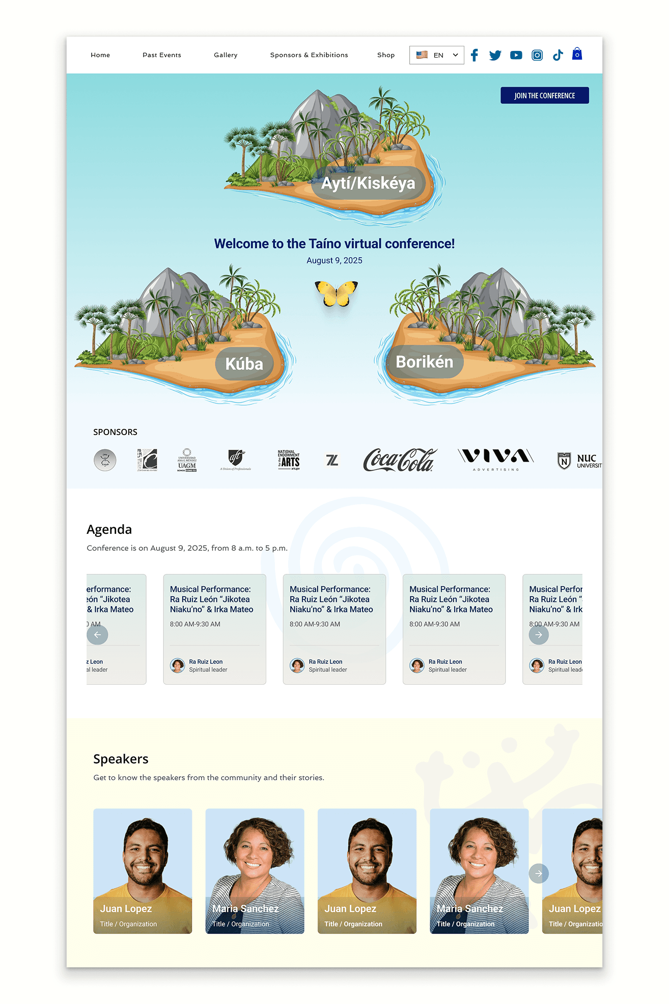 Screenshot of the Phase 2 landing page showing the hero, conference sponsor, agenda, and speakers sections.