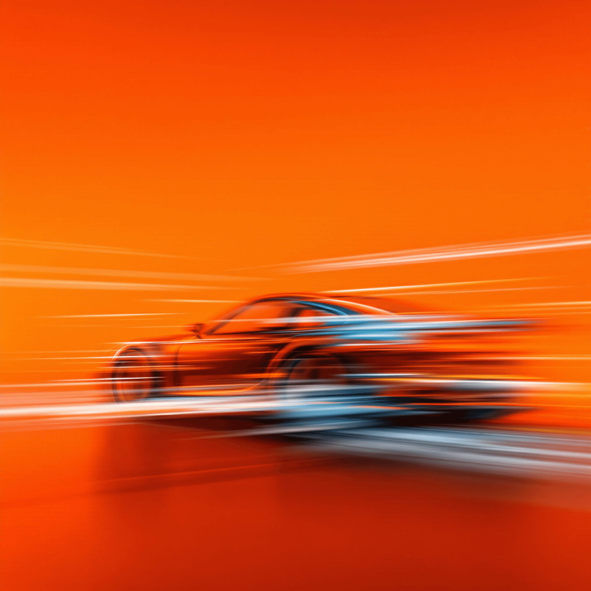 Car against orange backdrop