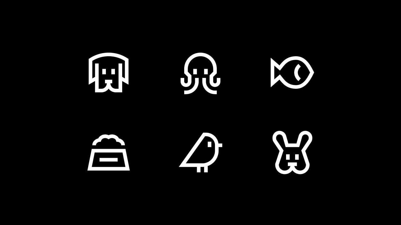 Sharp Line Animal Icon Set