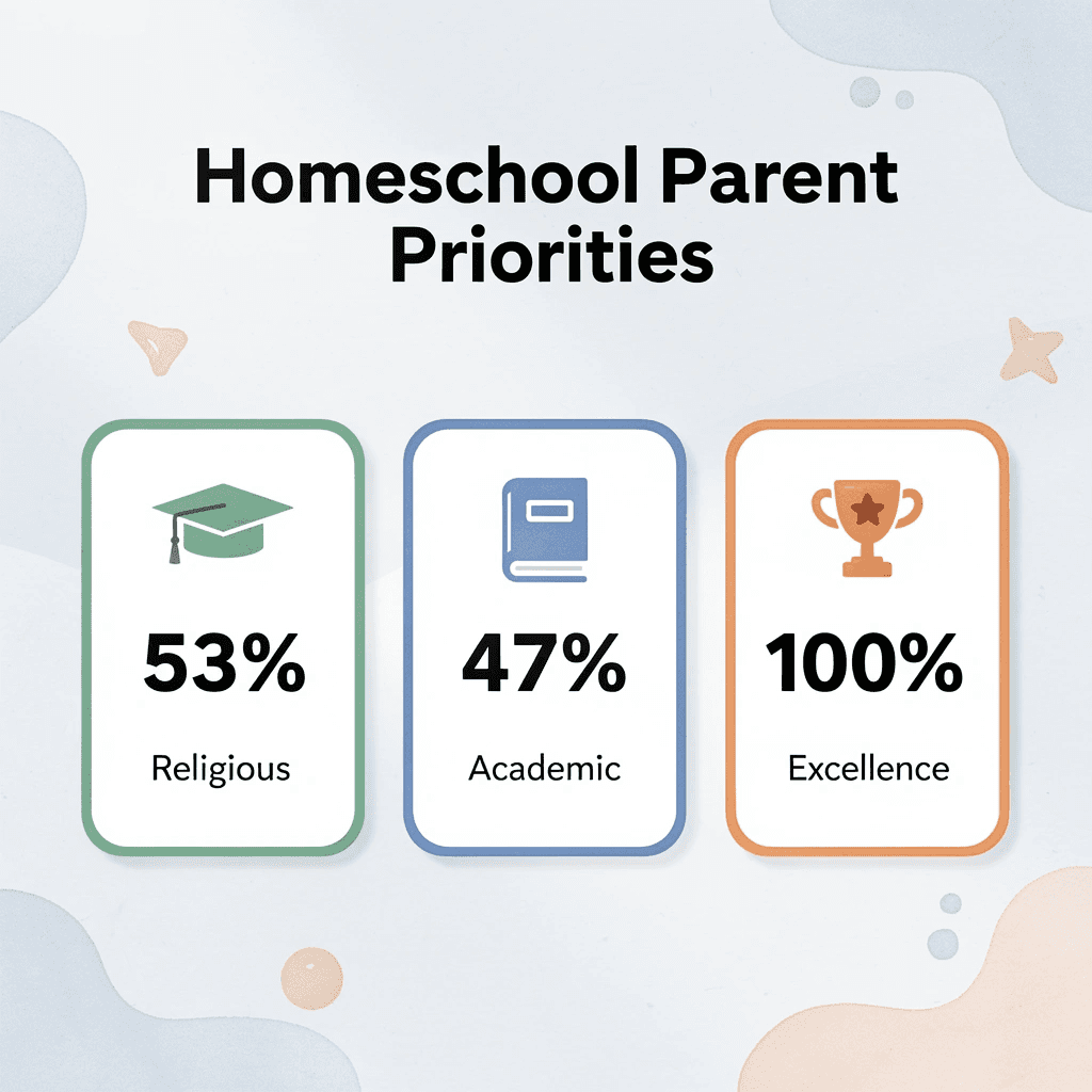 Statistics showing homeschool parent priorities and goals