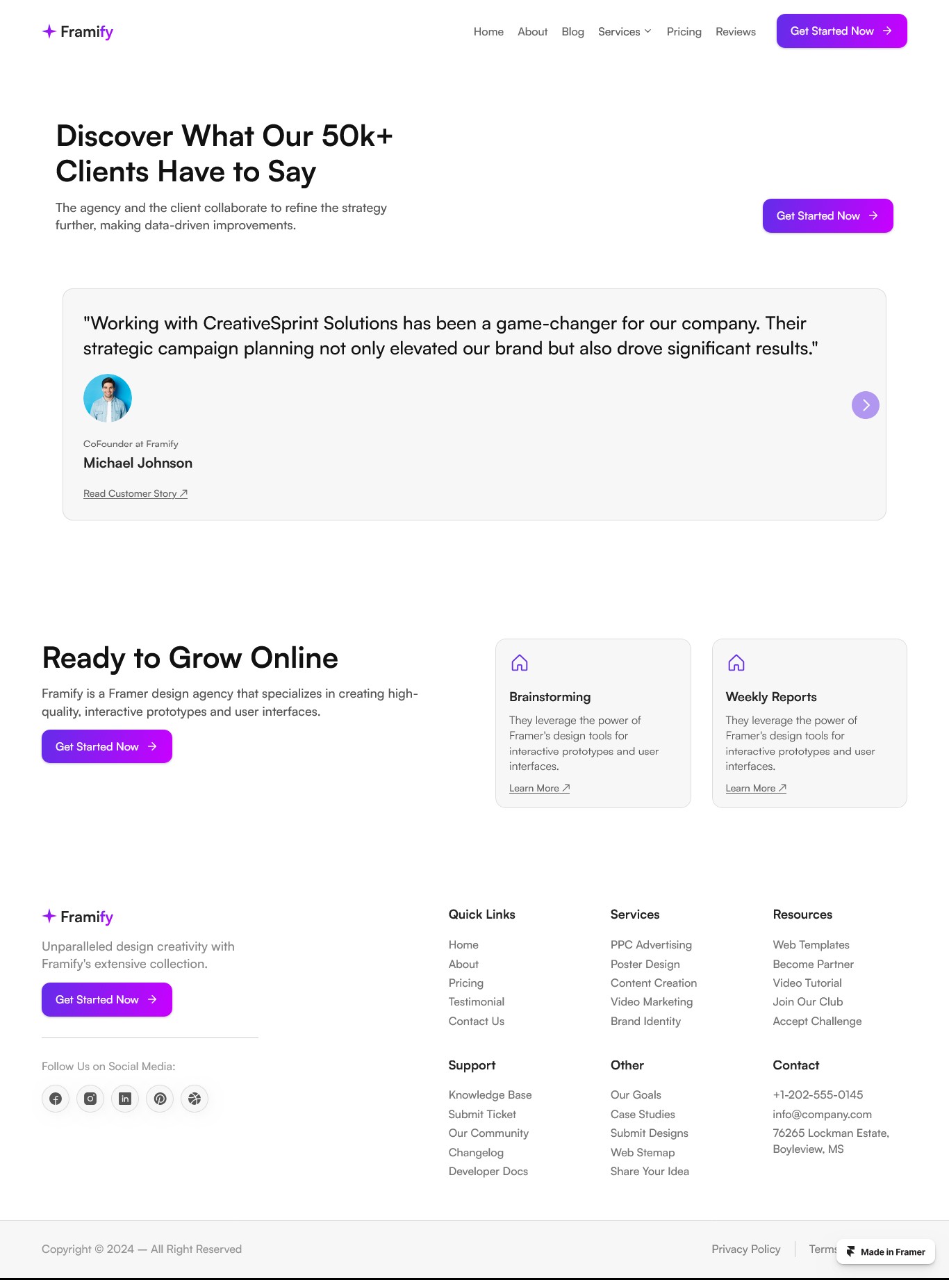 Framer Testimonial Page v7