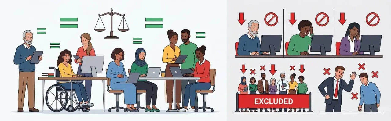 Illustration image showing workplace discrimination.