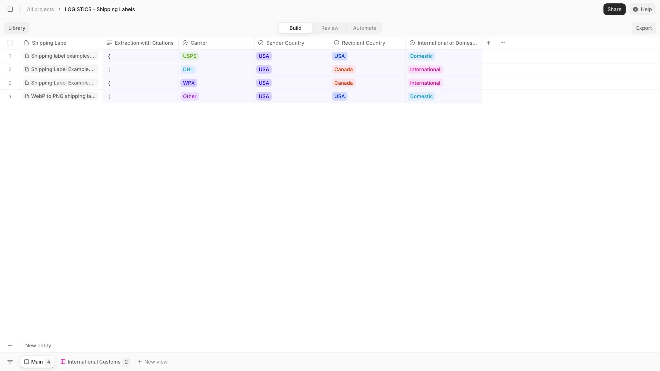 Shipping label analysis in V7 Go