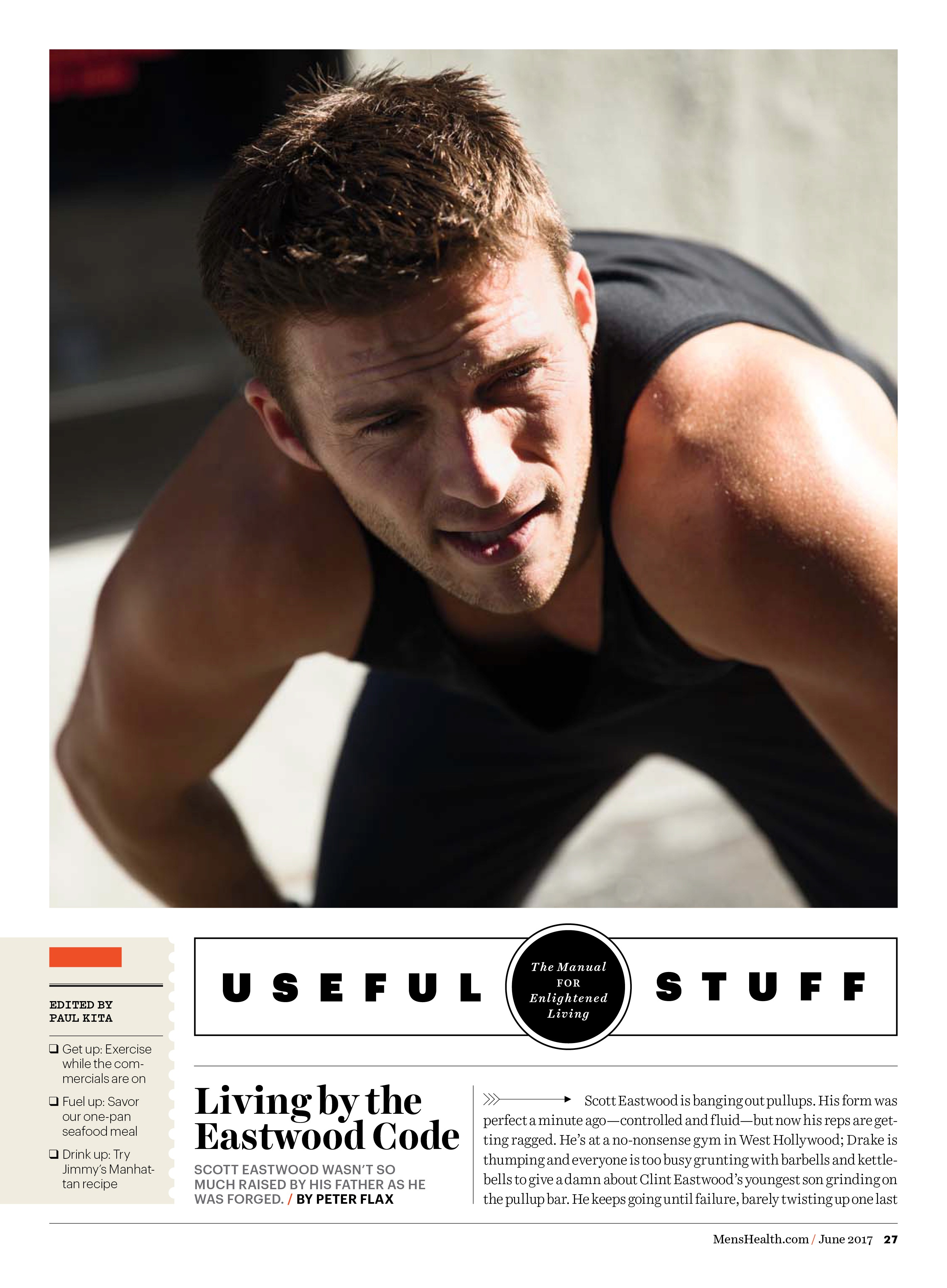 A magazine layout with a photo of Scott Eastwood