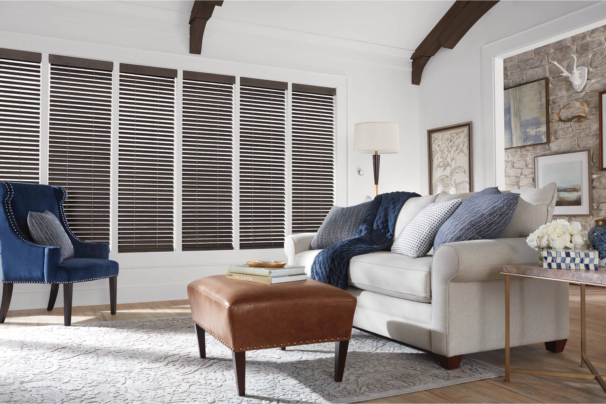 Parkland Wood Blinds in Dark Grey Stain