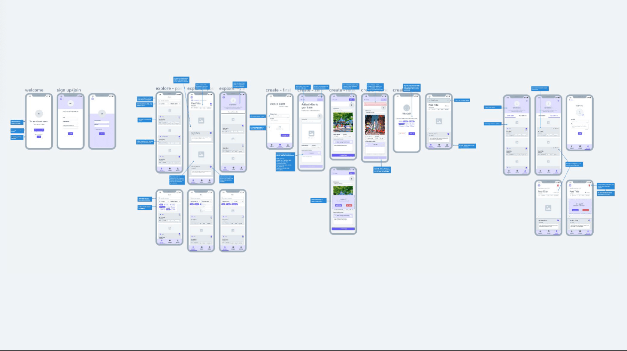 lo-fi wireframes of the soli app screens