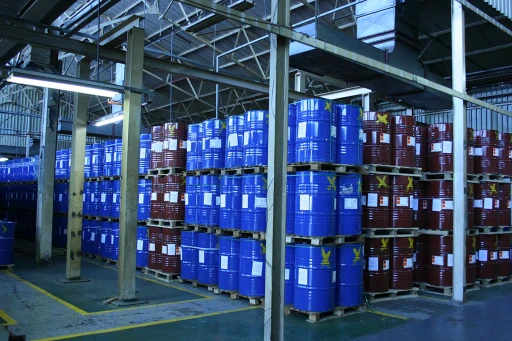 Stack of containers in a warehouse