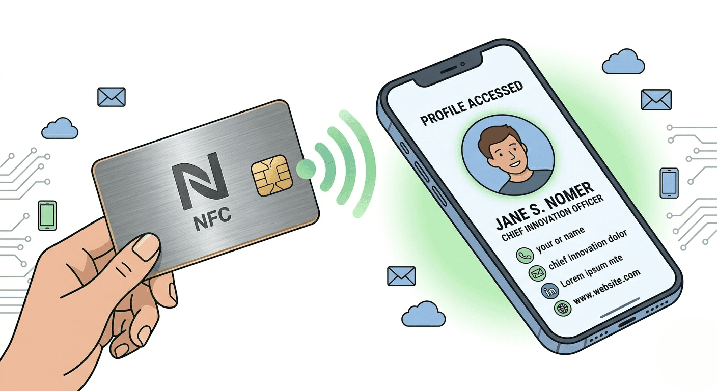 NFC business card tapping to open digital profile on phone