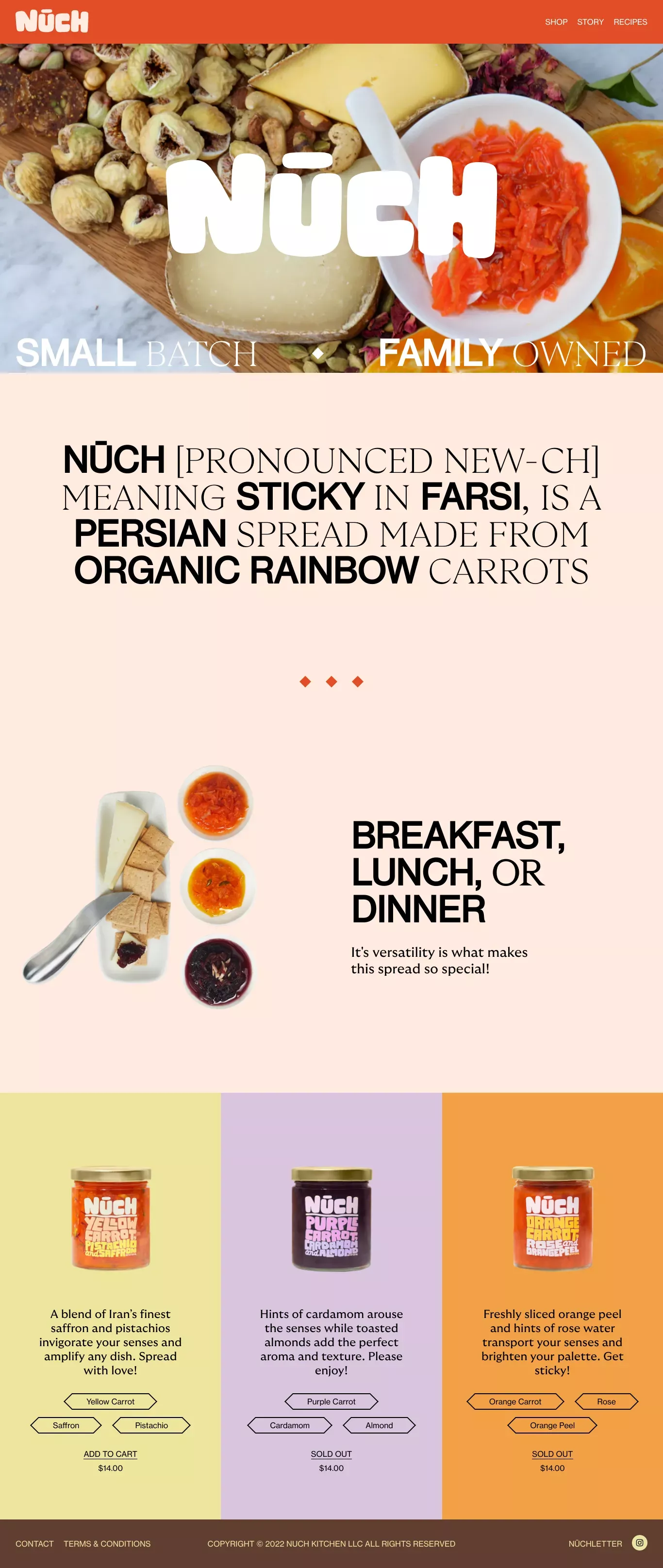 Carrot spreads – NŪCH ecommerce page screenshot showcasing Food & Drinks and Local Business design