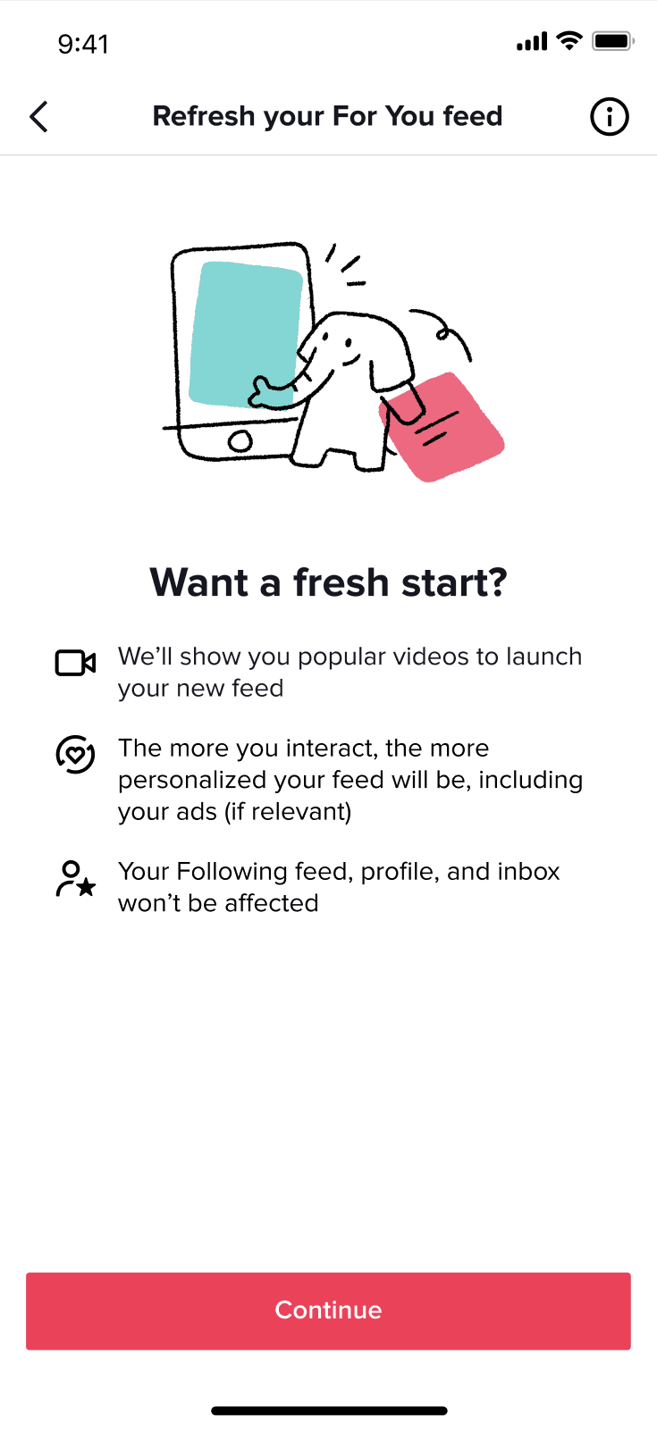 Screenshot of the Refresh your For You feed feature on TikTok