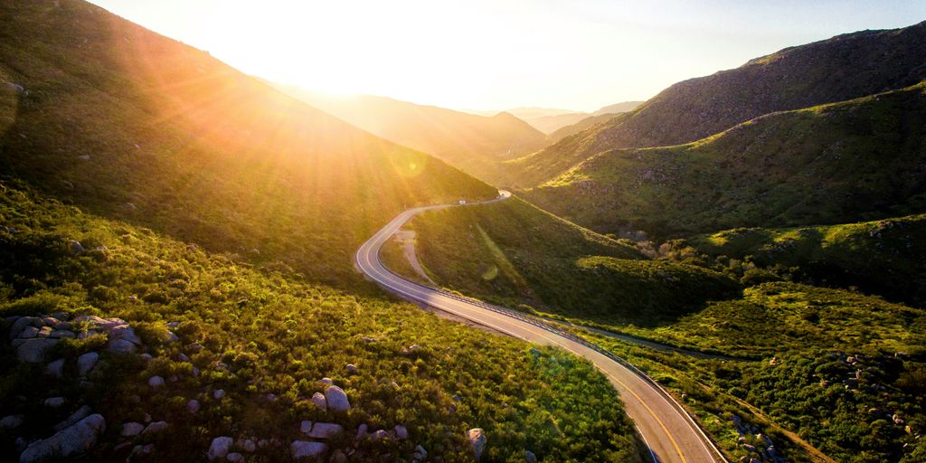 mountain pass during sunrise