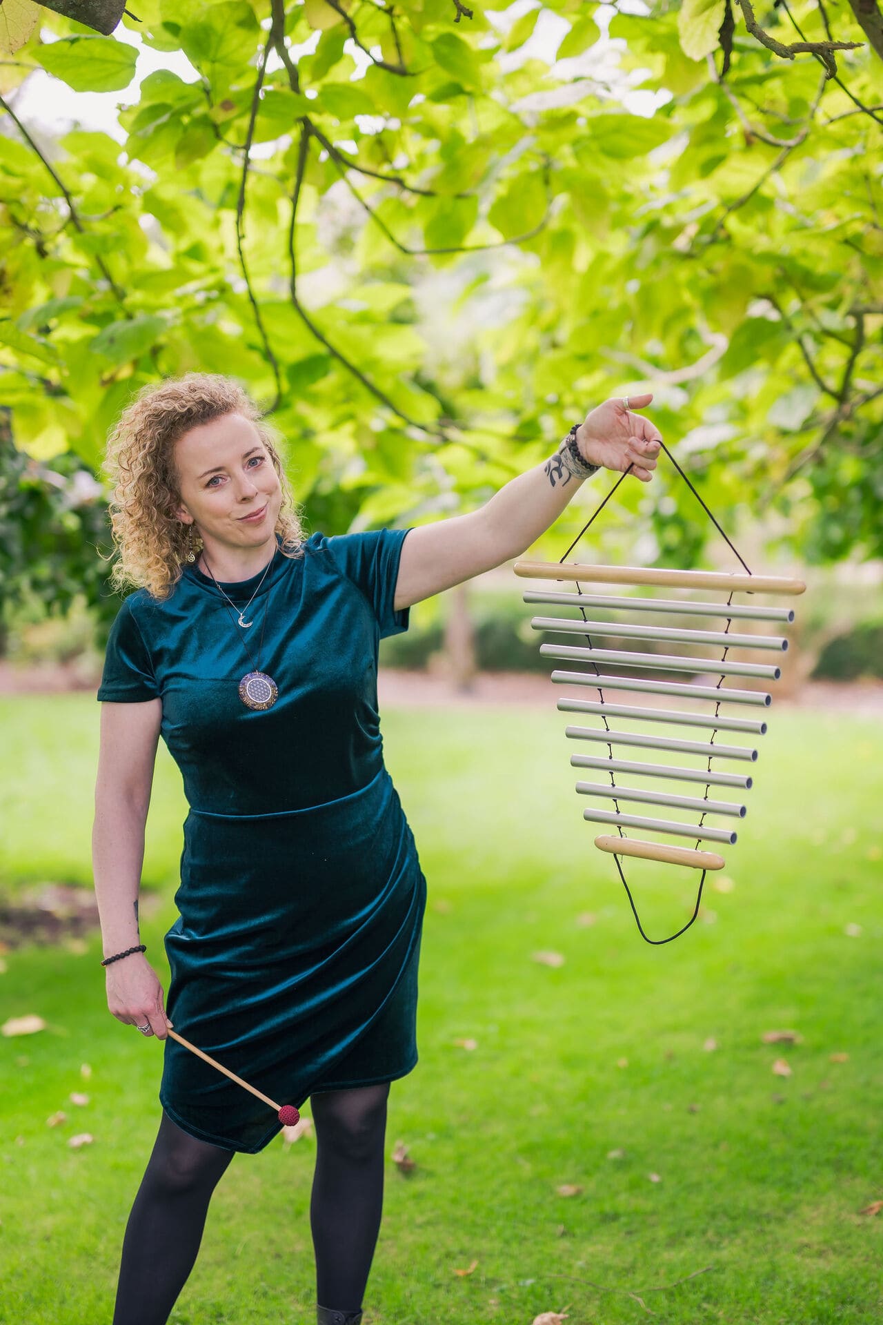Maryrose playing the chimes